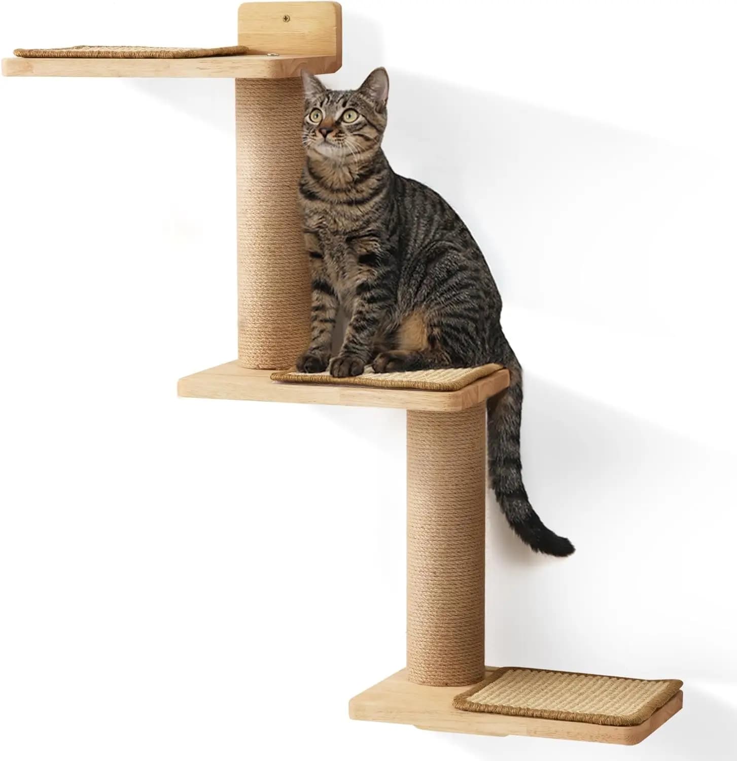 Mensole da Parete per Gatti 3-in-1 Trasformabili, Tiragraffi e Piattaforma per Arrampicarsi, Giocare e Riposare