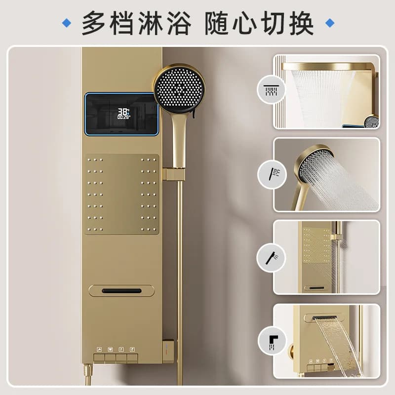 Schermo Doccia Digitale Intelligente Grigio Spaziale con Display e Controllo della Temperatura - Set Doccia per Bagno Domestico