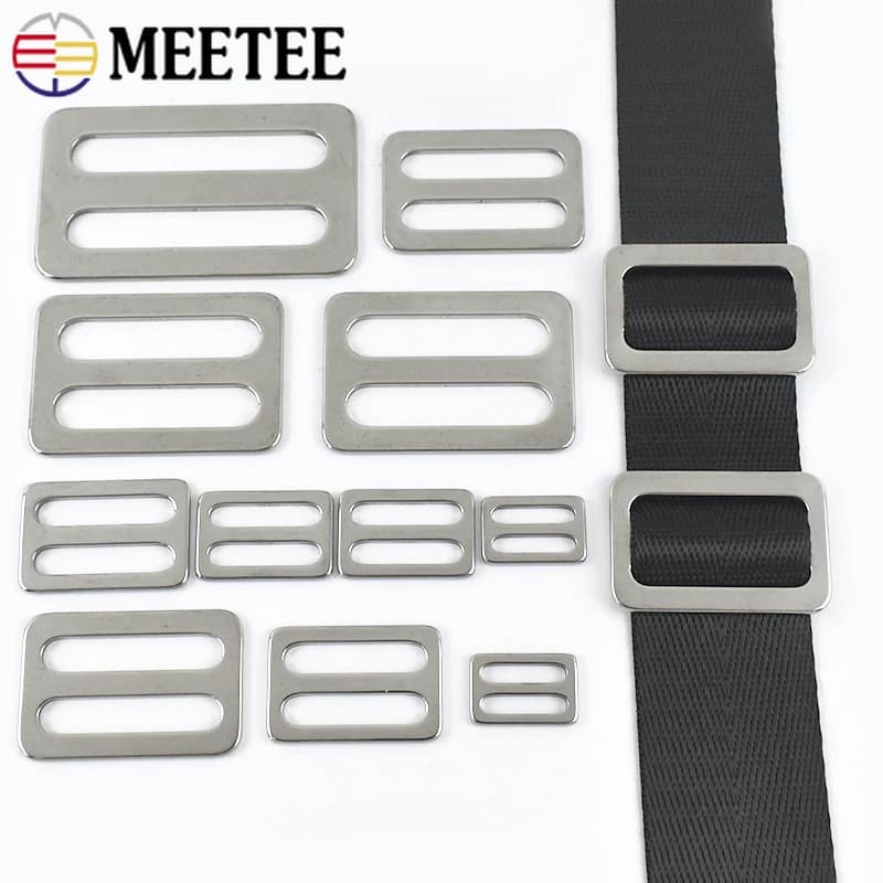 5/10 Pezzi Fibbie Scorrevoli Tri-Glide in Acciaio Inossidabile da 20/25/32/38/50mm per Cucito, Cinghie Borse, Moschettoni, Fibbie ad Anello, Accessori Fai da Te