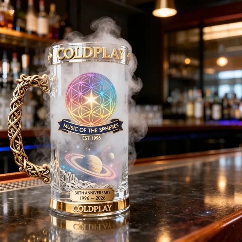 Edizione Limitata per il 30° Anniversario dei Coldplay! Boccale da Birra in Vetro con Motivo Cielo Stellato 'Musica delle Sfere'