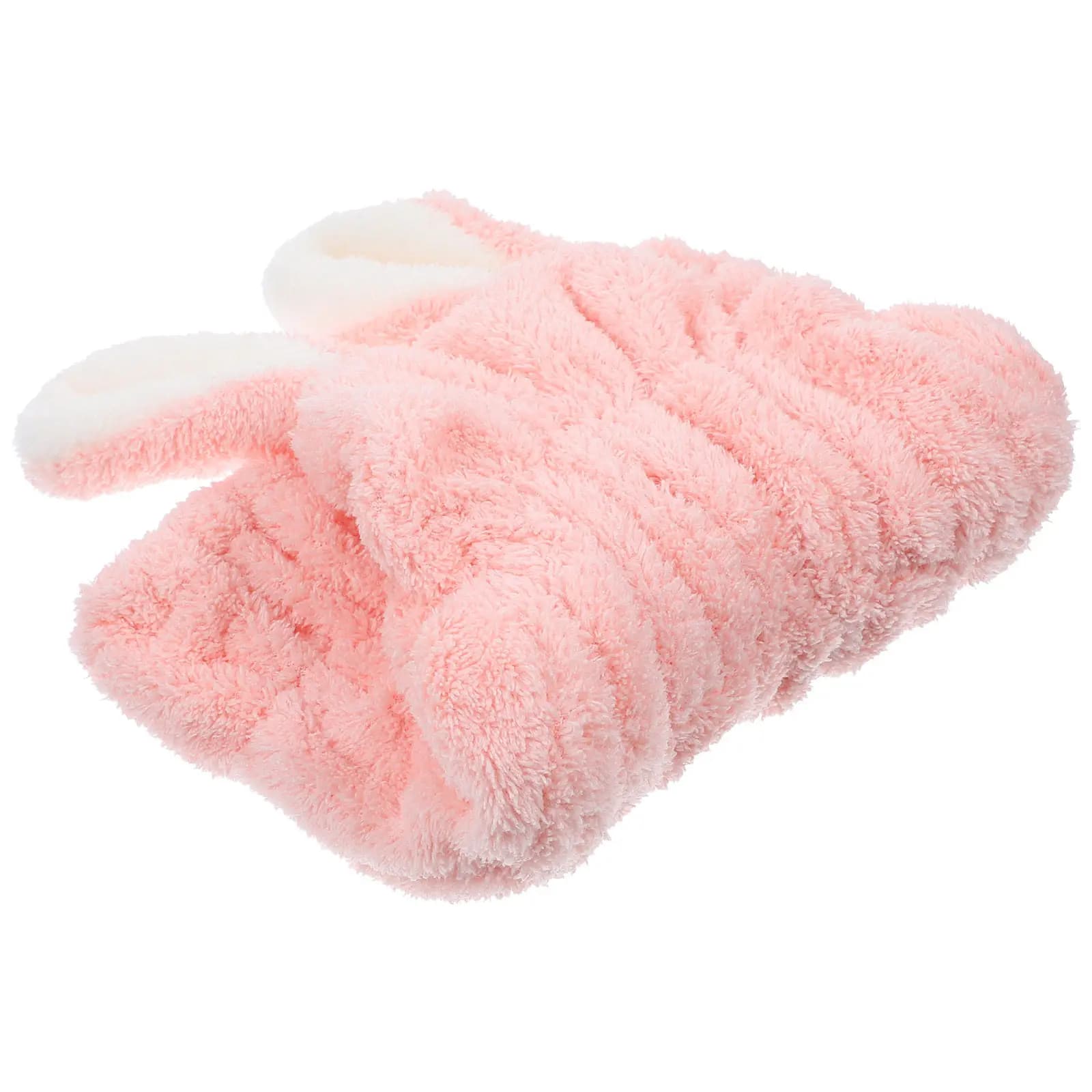 Asciugacapelli in pile corallo a rapido assorbimento, con design a coniglio cartone animato, morbido turbante per capelli bagnati, per uso domestico e in viaggio