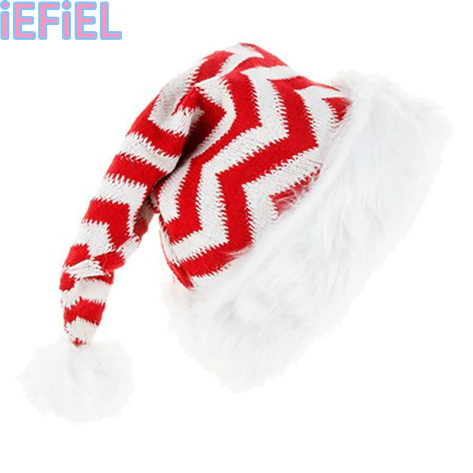 1 pezzo cappello di Natale cappello da Babbo Natale per adulti donna uomo berretto di Natale costume berretto di peluche per fornitura di feste di Natale