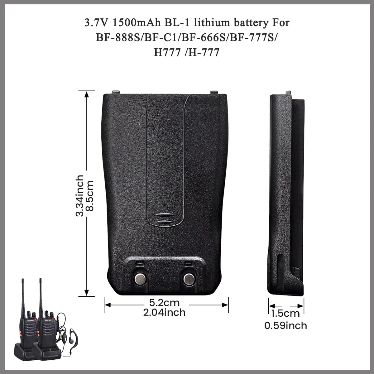 Baofeng 888S Batteria 3.7V 1500mAh BL-1 Batteria Per BF-666S BF-777S BF-C1 RT21 BF-888s Walkie Talkie Batteria Al Litio Ricaricabile