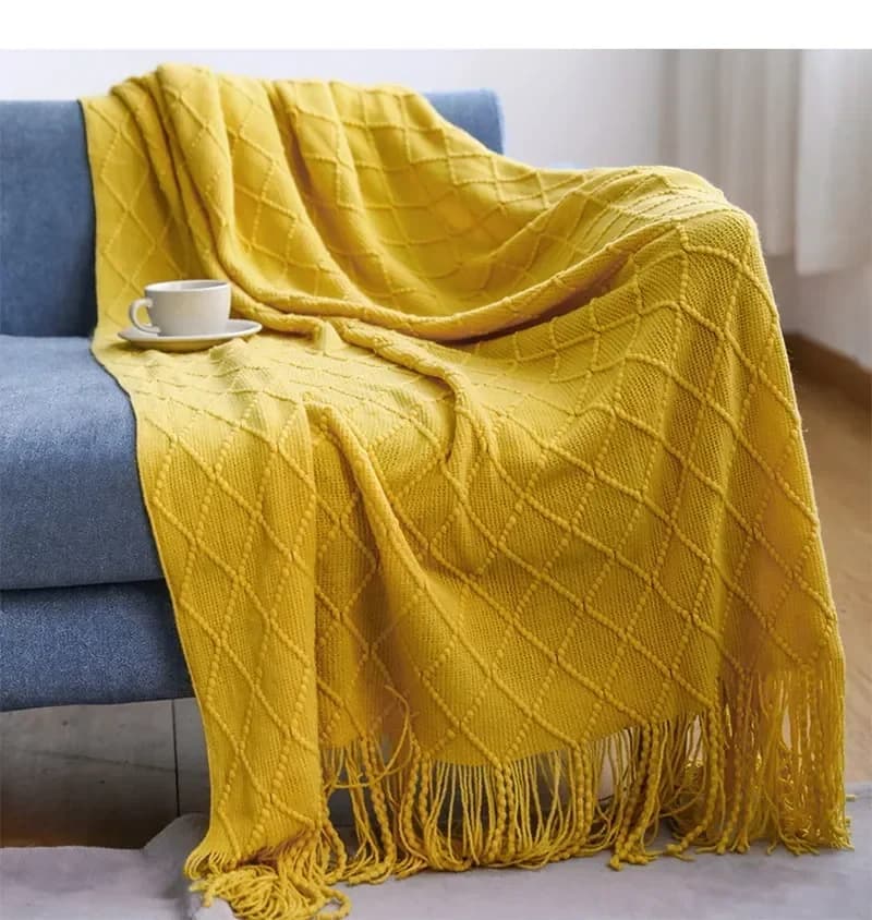 Casual solid Nordic casting soft and comfortable knitted shawls covered sofa cover decorative bed for hotel travel