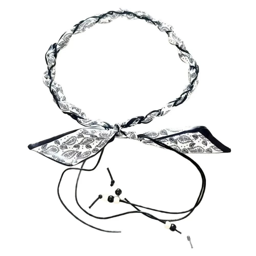 Macadamia Flower Waist Chain Tassel Detail Beaded Braided Waist Belt Decorative Detail Woven Design Silk Scarf Ethnic Fashion