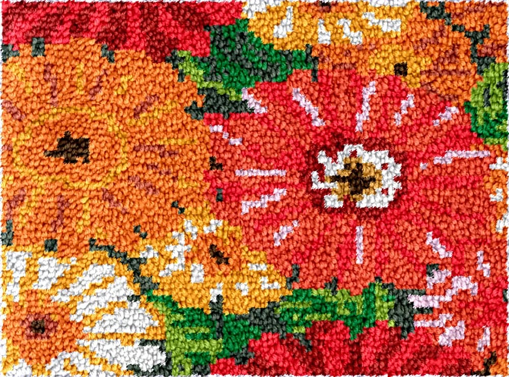 DT 2288 fiori ricamo tela gancio di chiusura kit, filato acrilico non finito, cuscino da ricamo, tappeto a punto croce