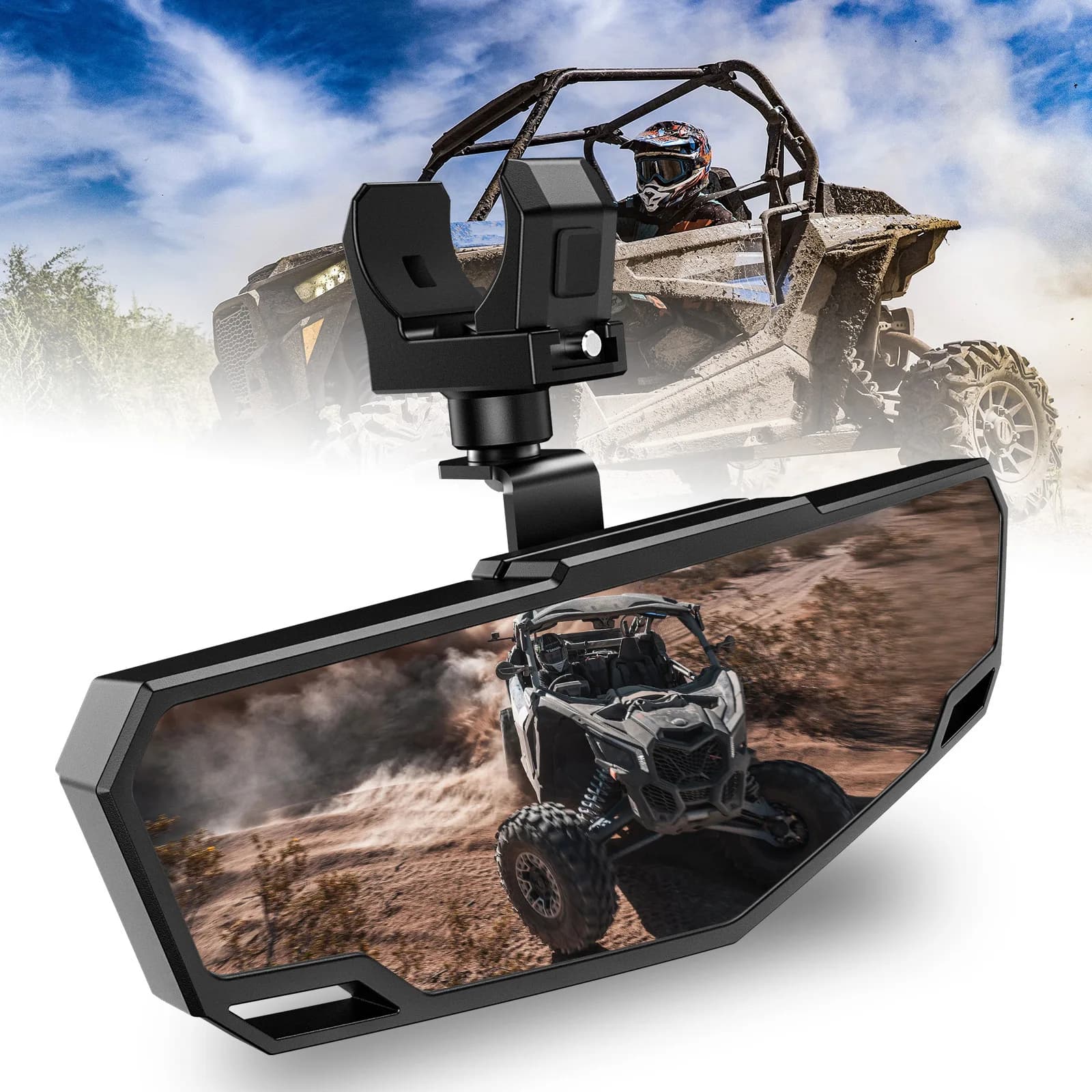 Specchietto Retrovisore Universale UTV/ATV 1.75-2 Pollici per Veicoli Fuoristrada, Specchio Centrale Polaris RZR