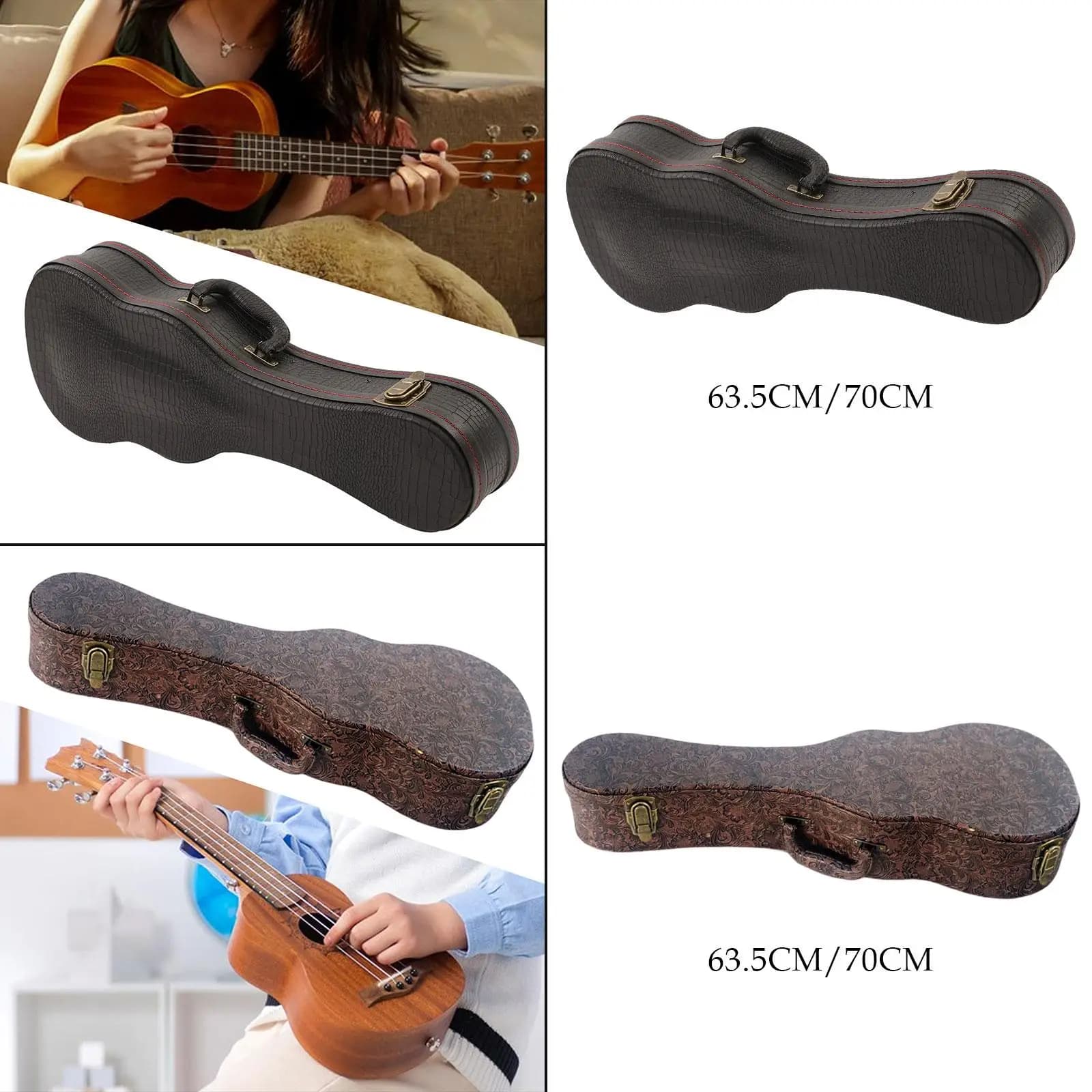 Custodia rigida per ukulele in pelle PU resistente con manico Borsa per ukulele Gig Bag per ukulele