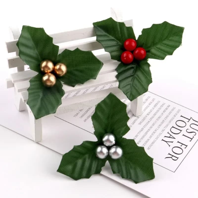 Foglie di Natale e bacche artificiali Ciondolo natalizio rosso Decorazione di ciliegie Decorazioni per la casa Fiori Erba Decorazioni natalizie