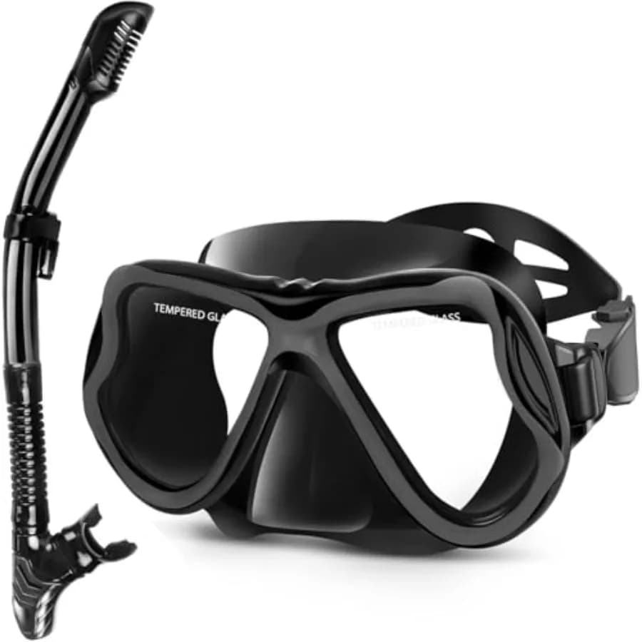 Set per Snorkeling, Maschera Subacquea Panoramica Antiappannamento, Attrezzatura Professionale per Snorkeling per Adulti
