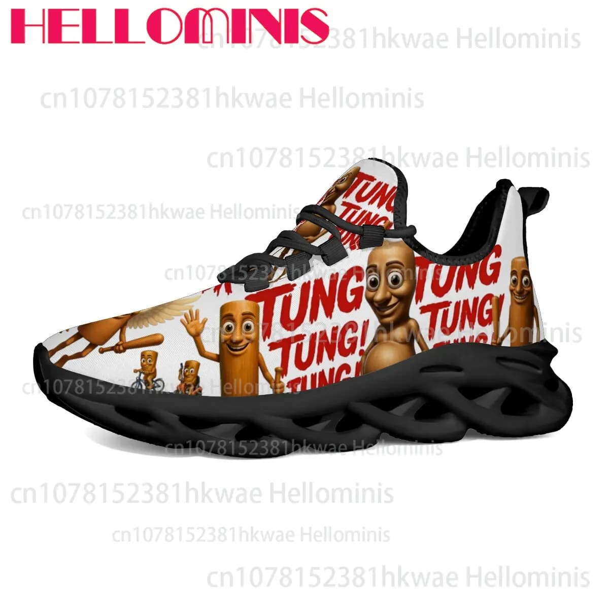 Tung Sahur Abstract Whimsical Print Casual Shoes Unisex Adult Soft Sole Lightweight Non-slip Trendy Casual Sneakers