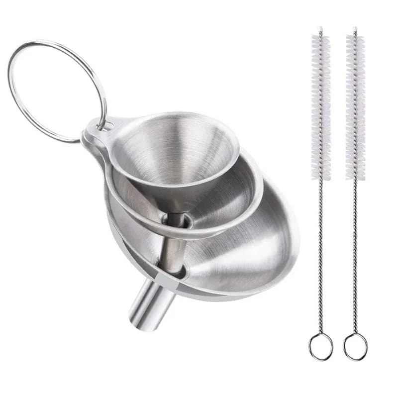 3/5 pezzi imbuti da cucina in acciaio inossidabile set imbuti per spezie per olio essenziale in metallo per uso alimentare per bottiglie piccolo imbuto di riempimento