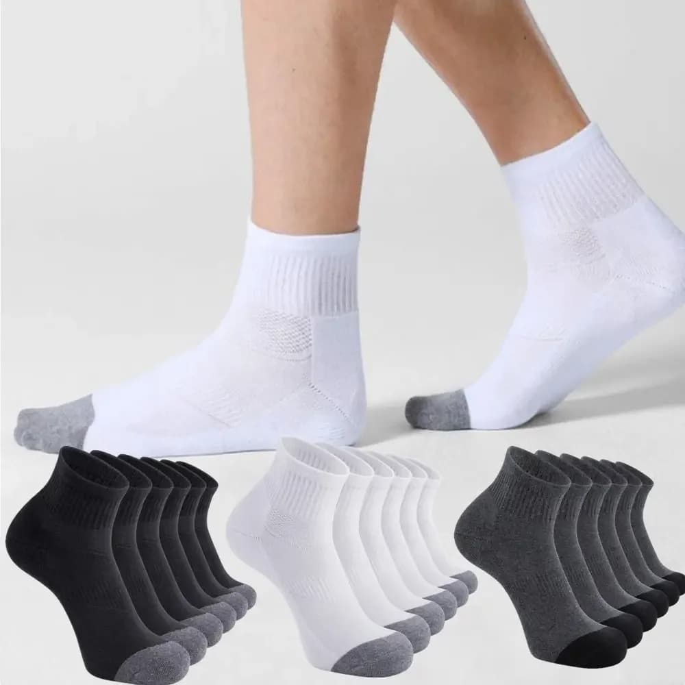 6-Pack Athletic Ankle Socks, Moisture-Wicking Breathable Quick-Drying Socks for Outdoor Running, Fitness Activities