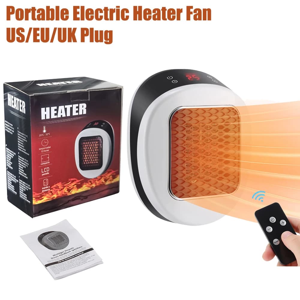 Riscaldatore elettrico portatile con telecomando Scaldamani a riscaldamento rapido Plug in Ventilatore scaldamani invernale montato a parete per la stanza di casa