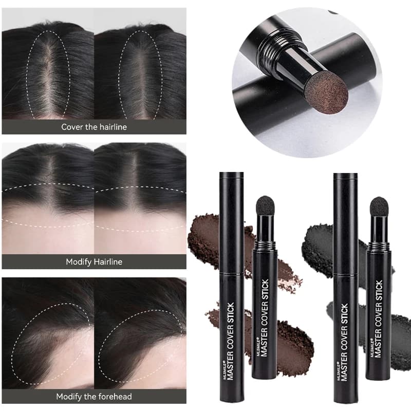 Penna correttore per l'attaccatura dei capelli Bastone per il contorno Bordo della radice dei capelli Annerimento Ombra in polvere con testa in spugna Riparazione Strumenti per il trucco della perdita dei capelli
