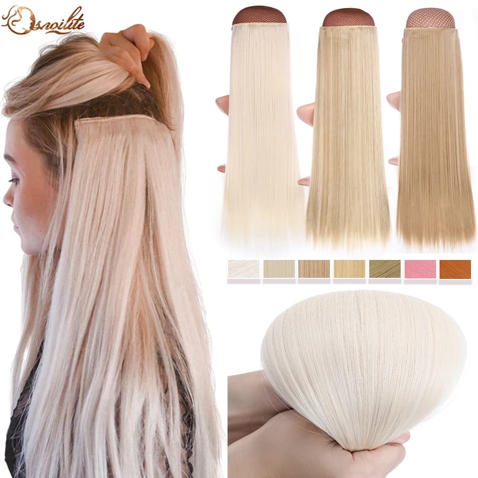 S-noilite Synthetic 26 inches Blond Clear Clip in Hair Extension Blond Wiper Natural Shadow Long Straight For Women