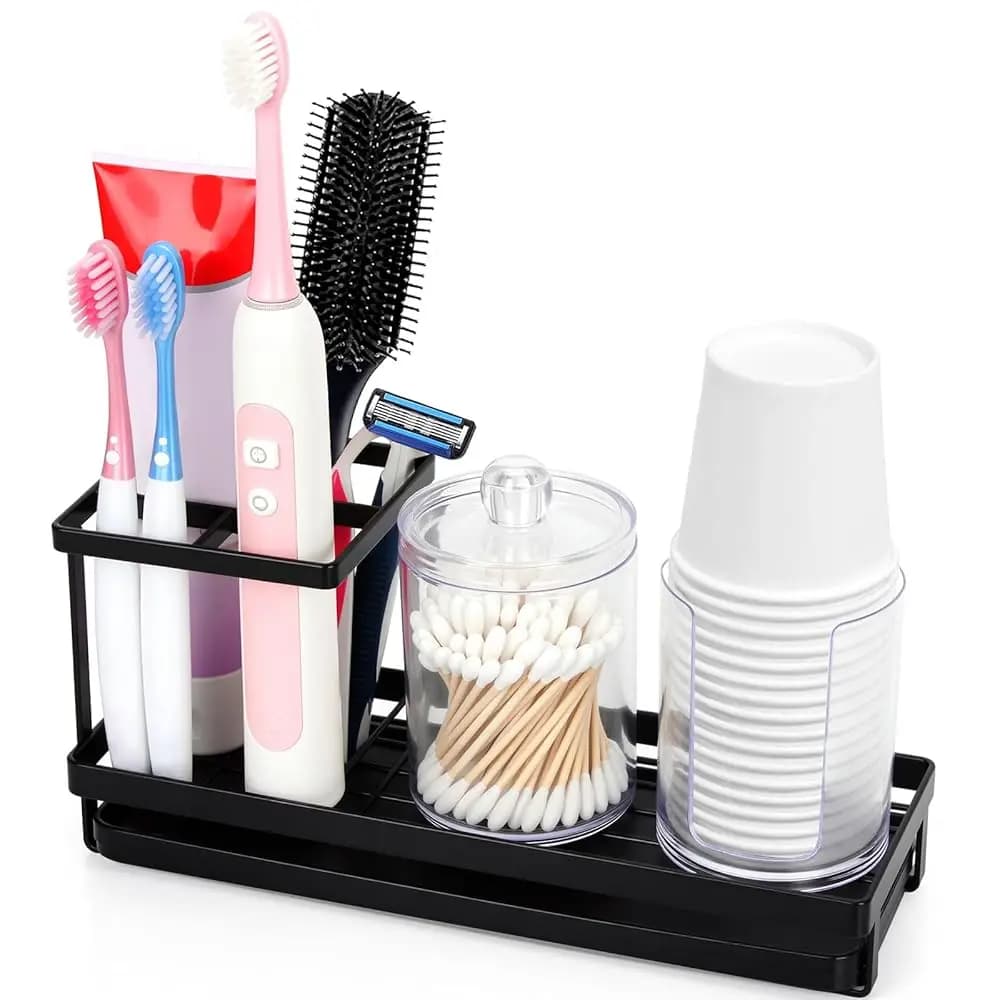 Portaspazzolini per Bagno, Organizzatori da Appoggio in Acciaio Inossidabile per Spazzolini Elettrici e Dentifricio