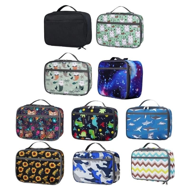 Borsa da pranzo quadrata Bentos Box Facile da trasportare contenitore cibo in stoffa oxford con comodo supporto per pasti