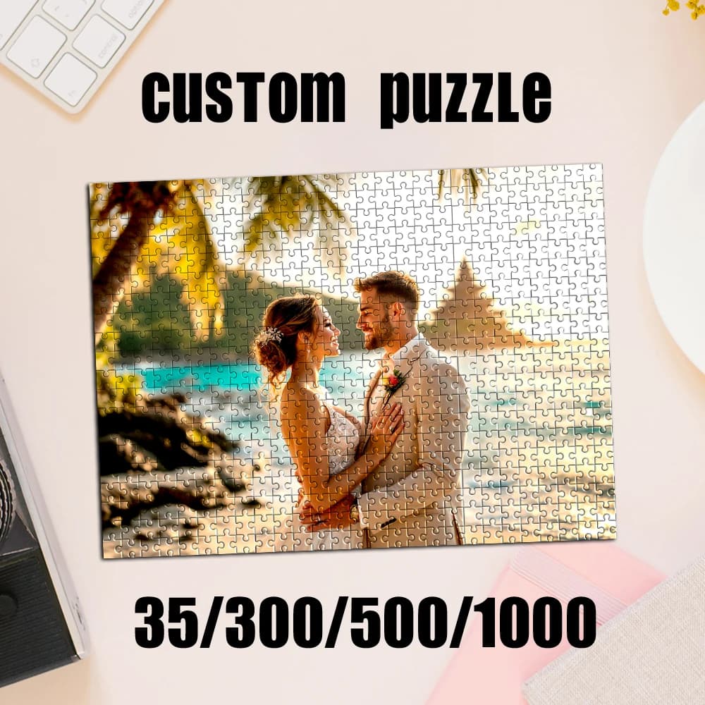 35/300/500/1000 Pezzi Puzzle Personalizzato con Foto di Coppia, Gruppo, Spiaggia, Blocchi Fotografici Personalizzati per Natale e Capodanno