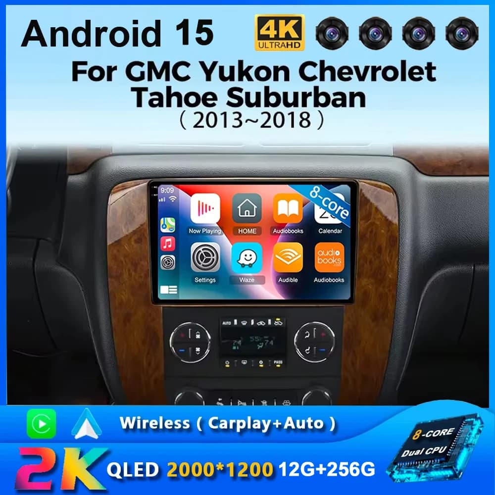 Android 15 Autoradio Per GMC Yukon Chevrolet Tahoe Suburban 2008 - 2012 Carplay Multimedia Video Player Navigazione Stereo