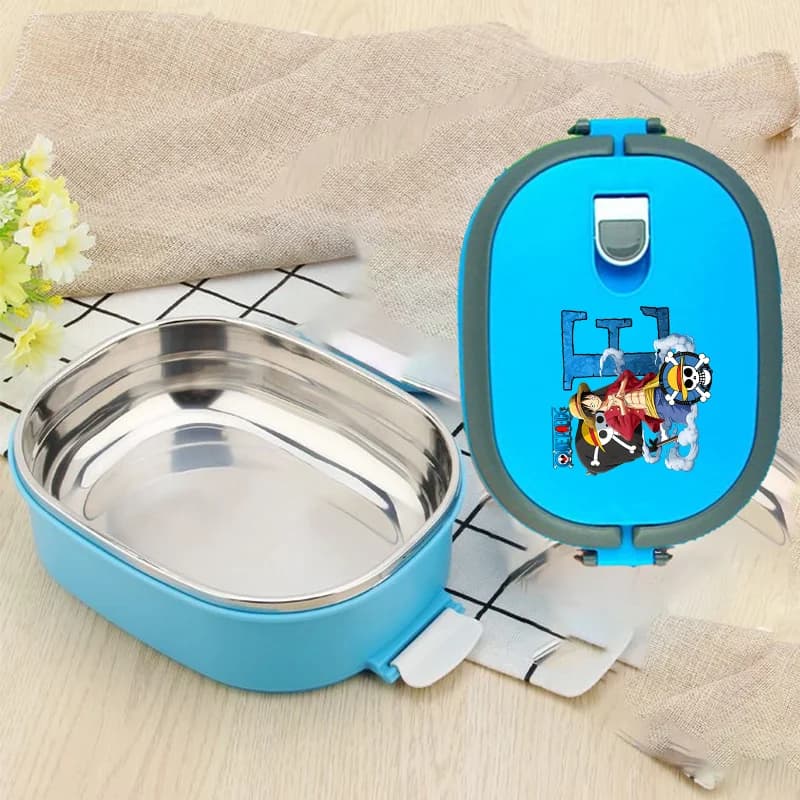 One Piece Luffy Lunch Box Student Portable Bento Container Insulated Blue Stainless Steel Insulated Lunch Box Kids Birthday Gift