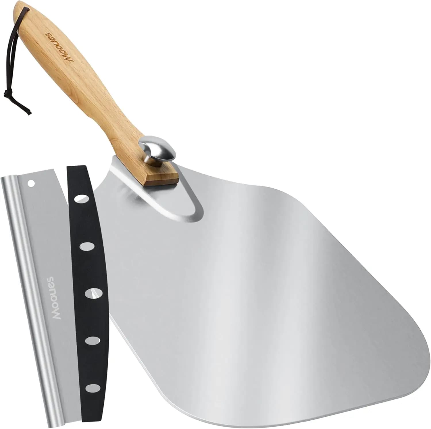 Buccia per pizza pieghevole in alluminio con taglierino a bilanciere e borsa portaoggetti, ideale per la cottura in casa