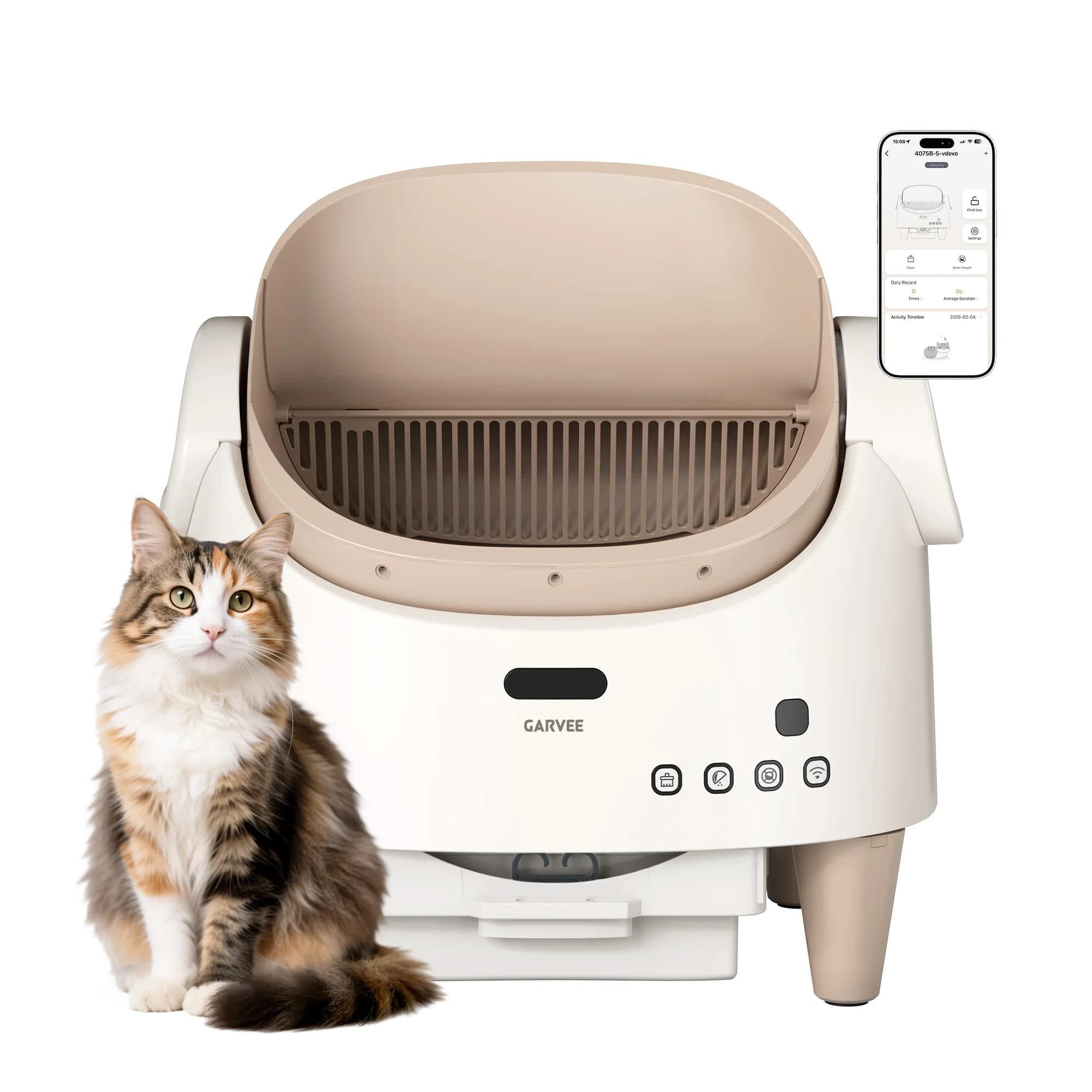 Autopulente Intelligent Cot Controlled by APP, Automatic Toilet for Cats Without Odors with Large Waste Container, for Single Cats or Multipli
