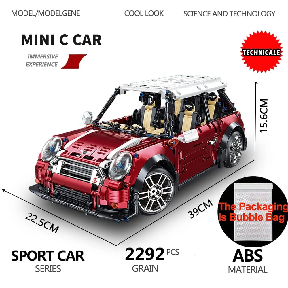 Famoso modello di auto d'epoca blocchi di costruzione 1:10 dimensioni Mini Cupeer auto mattoni tecnici decorazione del desktop assemblaggio giocattolo per bambini per il regalo