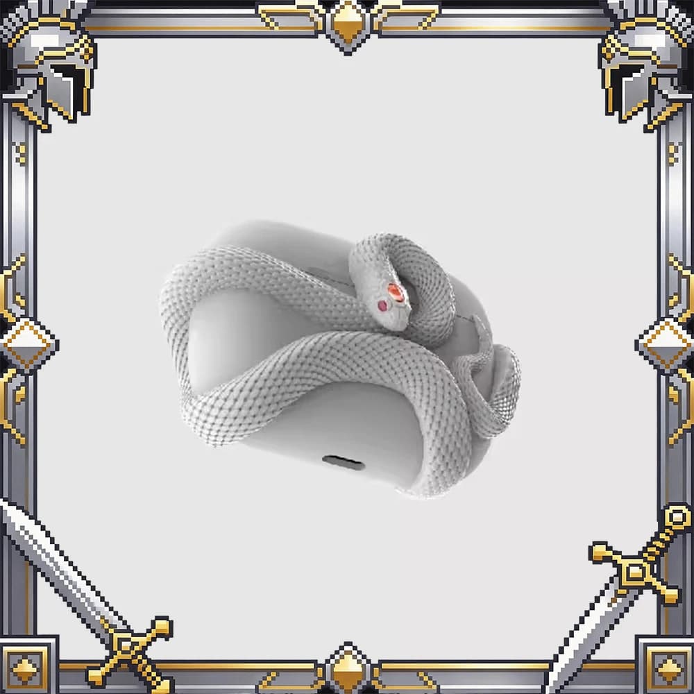 Custodia per auricolari XKSU Snake Case geometrica per AirPods 4, in PVC, custodia protettiva per auricolari, accessori per PC, idea regalo