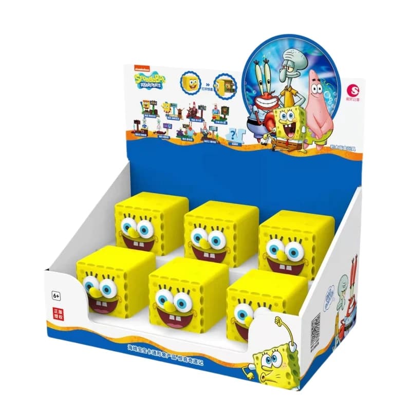 6Pcs/Set SpongeBob SquarePants Lucky Surprise Blind Box Figure Genuine Children Gift Toy Anime Characters Patrick Model Block