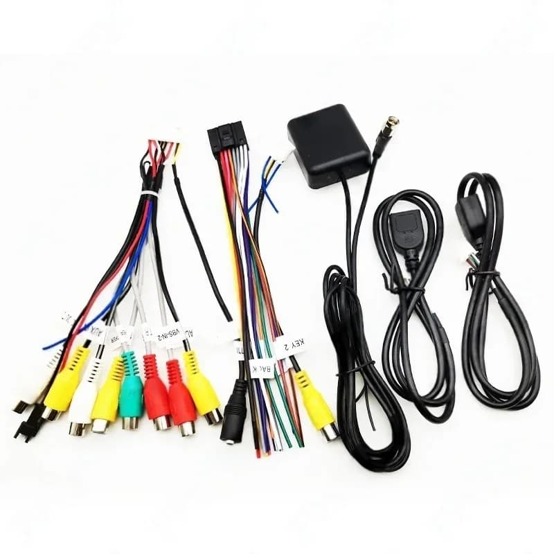 Set cablaggio, adattatori USB, antenna GPS, audio video Aux RCA, connettore ventola microfono, cavo WiFi, per sistema Android per auto a 16 pin