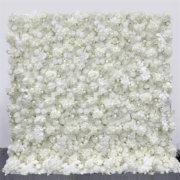 Uflower Flower Wall Luxury White Rose Ortensia 5d Fondale per matrimonio Tessuto Tenda appesa Disposizione floreale Puntelli per eventi per feste