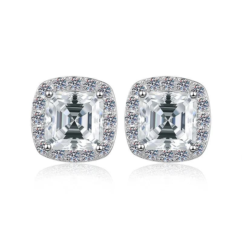 ES0104 Orecchini Quadrati Classici Lefei con Diamanti Colorati e Moissanite da 1ct per Donna, in Argento Sterling 925, Gioielli da Festa, Regalo