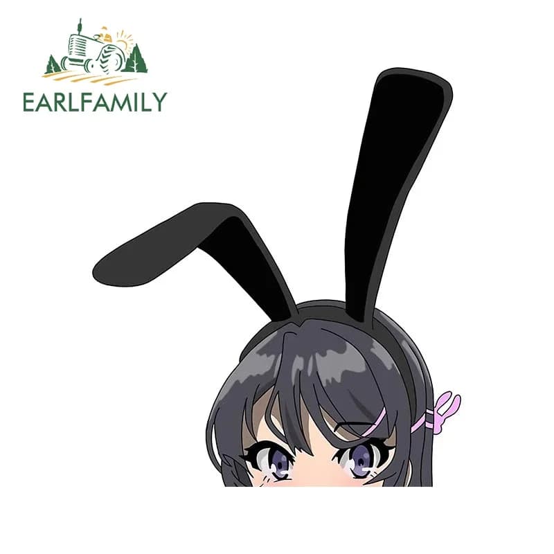 EARLFAMILY 13 cm x 11.4 cm per Bunny Girl Senpai Adesivi per auto Protezione solare Decalcomanie antigraffio Etichetta per auto decorazione bagagliaio alla moda