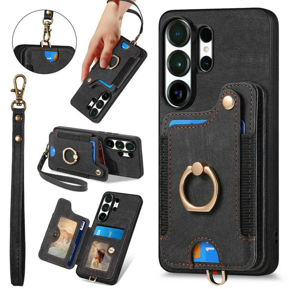 Custodia Posteriore in Pelle RFID per Samsung Galaxy S26 Ultra 5G, Portafoglio Etui per Galaxy S26 Plus, S26 Edge, S26 Pro - Cover di Lusso