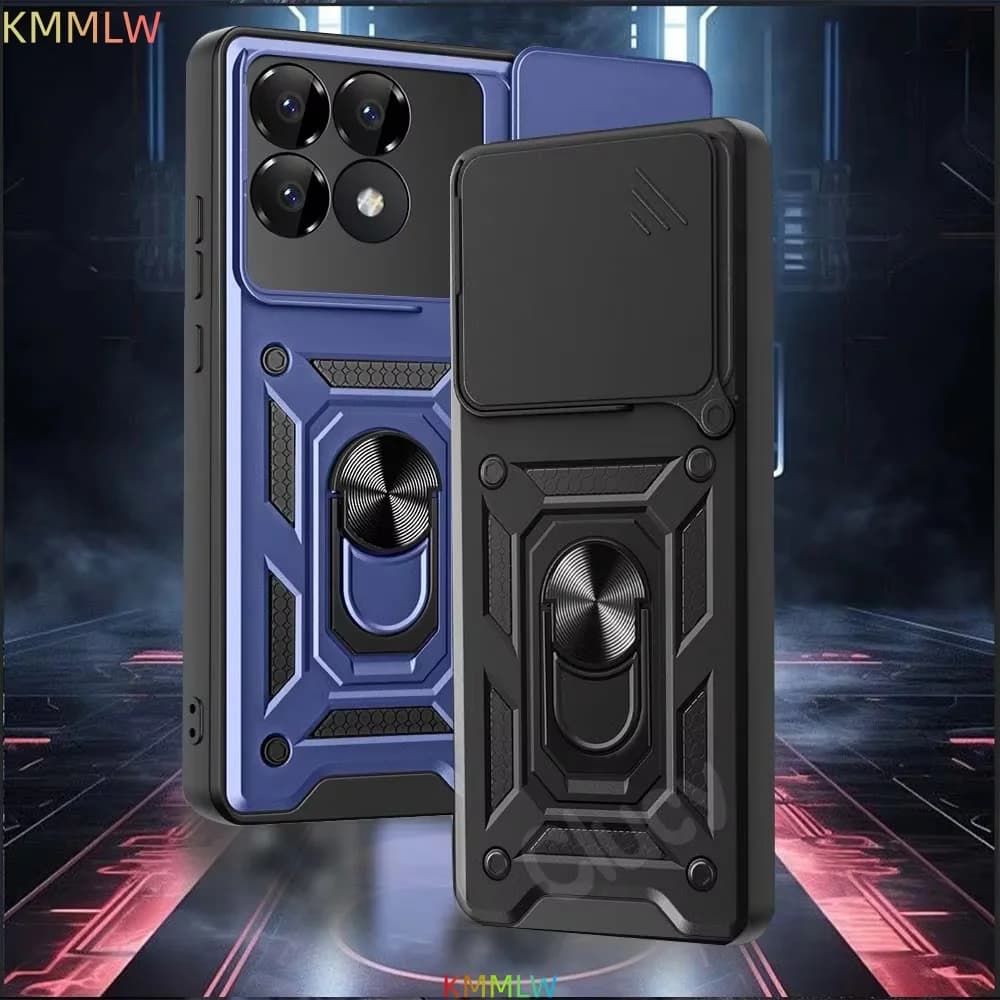 Custodia antiurto Armor per Xiaomi Mi Poco F6 5G con supporto da auto, cover per telefono per Mi Poco F6 Pro 5G, protezione obiettivo fotocamera, Fundas