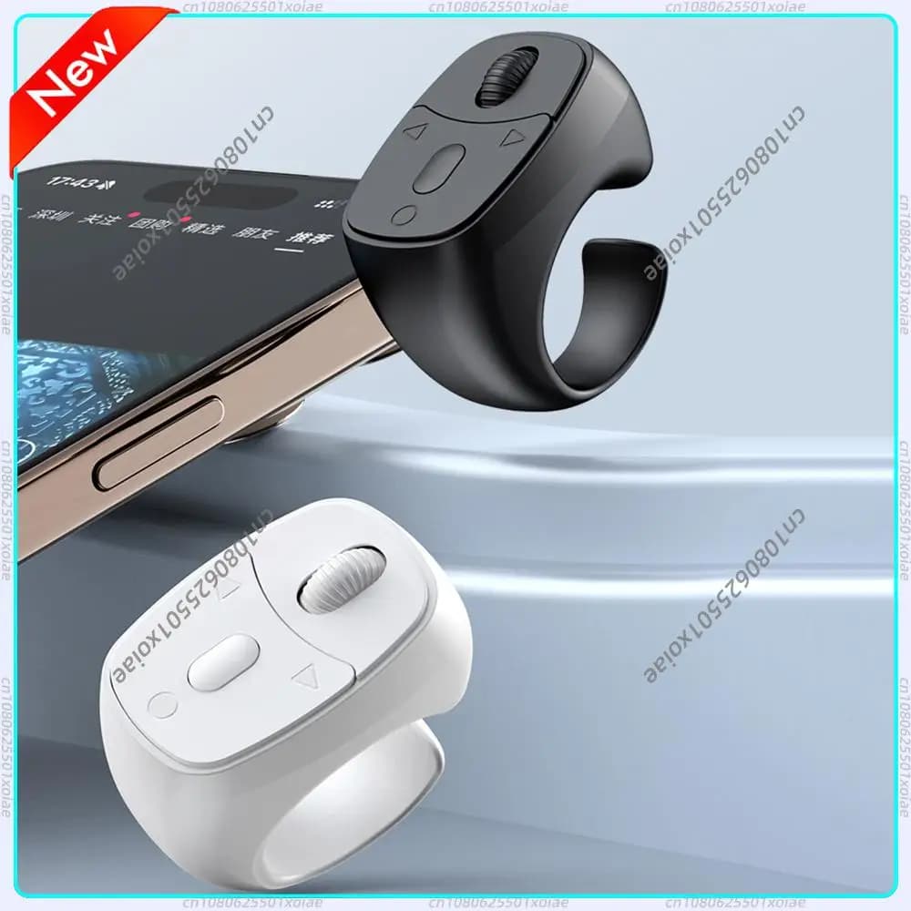 Mouse con telecomando compatibile con Bluetooth 5.3, per la visualizzazione e la navigazione di video, con anello di scorrimento, pulsante wireless per selfie e otturatore della fotocamera