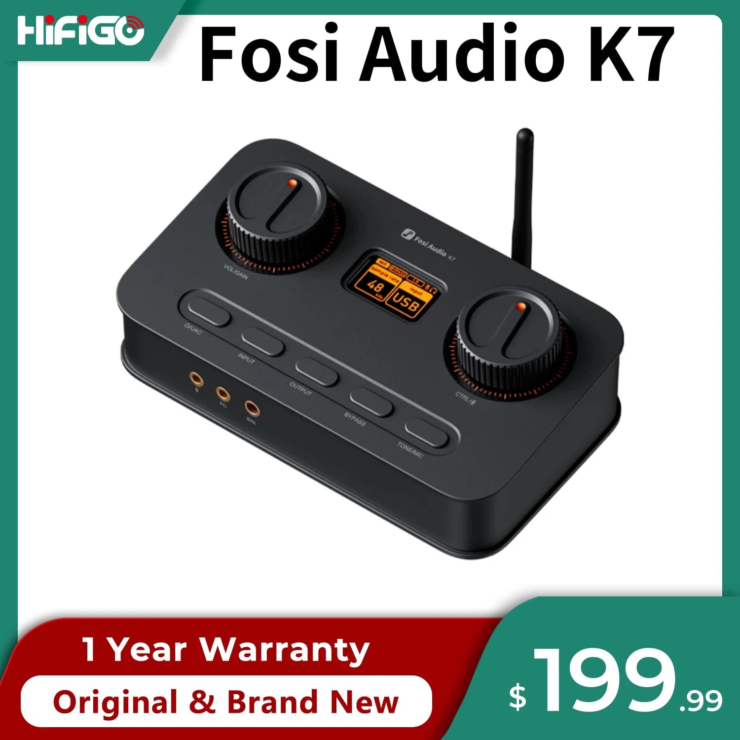 Fosi Audio K7 All-in-One Desktop USB DAC Amplificatore per cuffie AK4493SEQ Ingresso microfono Bluetooth Audio DAC per telefono PC PS Switch