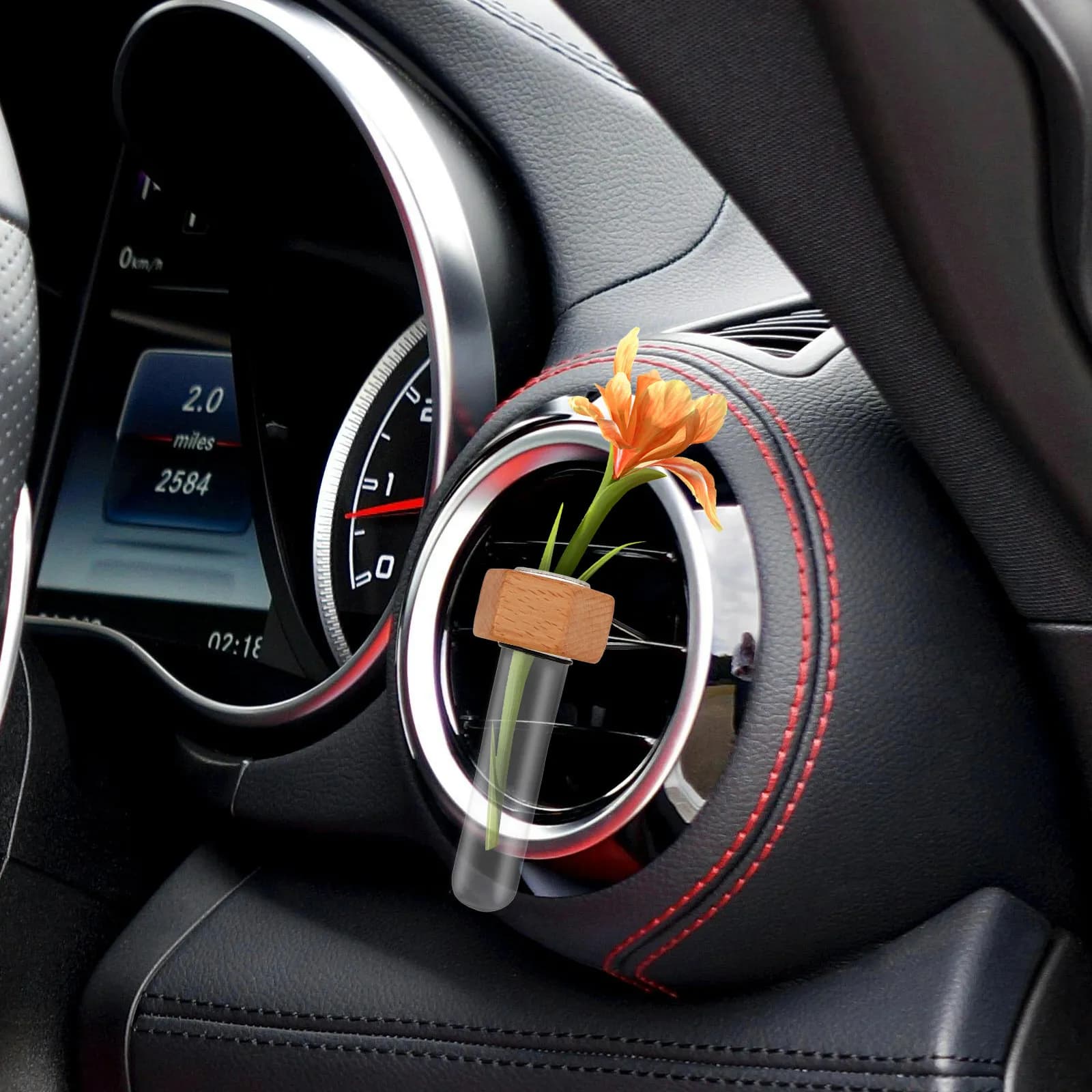 Elegant Vase for Car Air Bottle, Mini Interior Decoration for Vehicles, for Flowers and Hydroponic Plants, Easy to Hang with Clip, Fragrance Diffuser