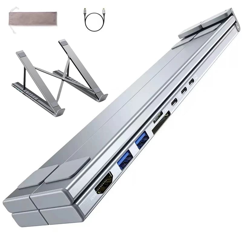 Docking station per laptop 8 IN 1 Docking station USB-C pieghevole e sollevabile in lega di alluminio
