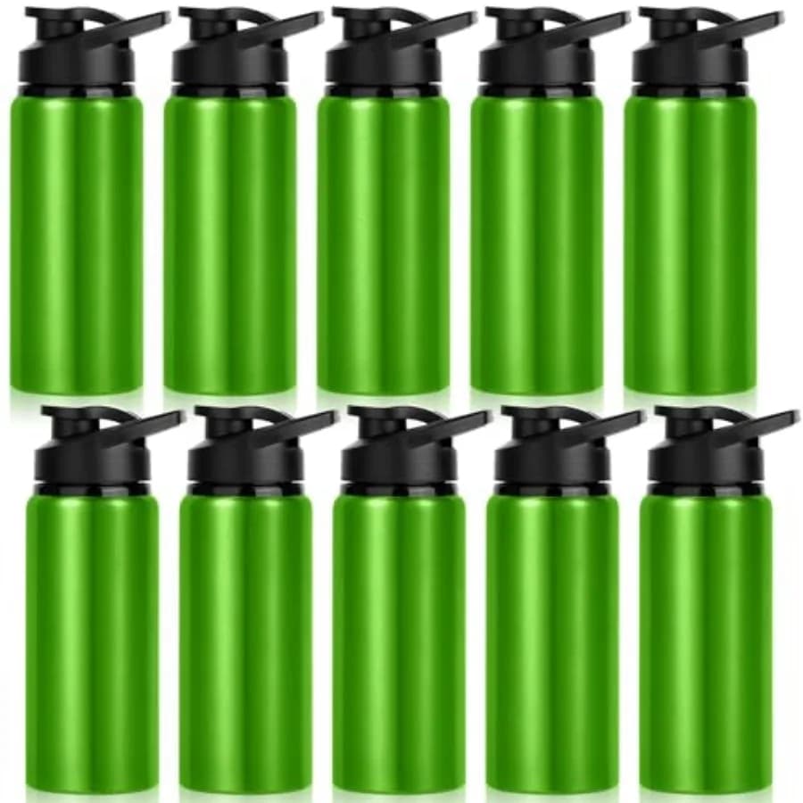 Confezione da 10 bottiglie d'acqua, bottiglie d'acqua sportive in alluminio da 20 once con coperchi a scatto, bottiglie d'acqua riutilizzabili in metallo, bottiglie a prova di perdite per