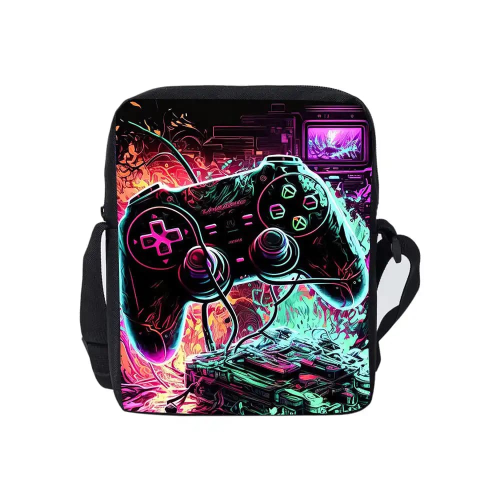 Fantastica borsa a tracolla monofacciale Cool Gamepad Daily per ragazzi/ragazze, i migliori regali per bambini, borsa a tracolla casual con cartoni animati 2D.