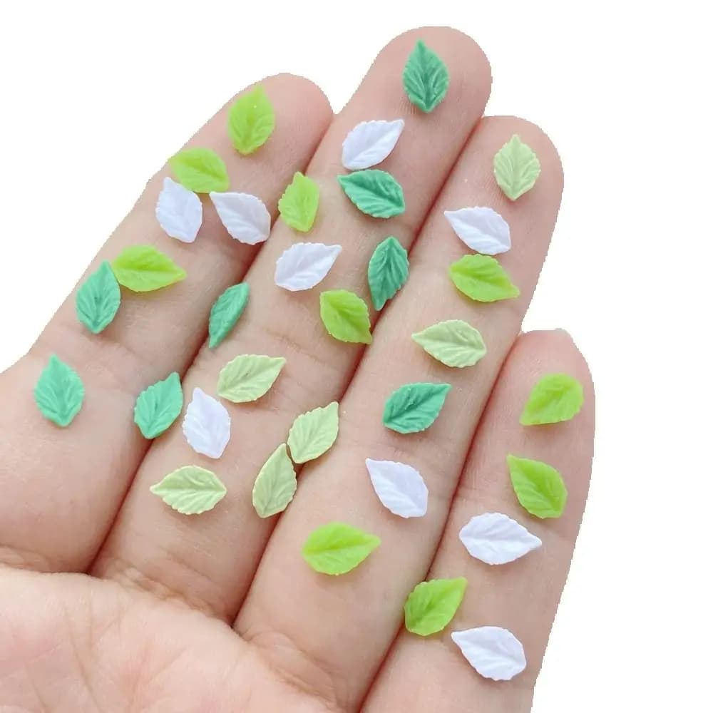 100Pcs New Cute Resin Mini Leaf Series Flat Back Manicure Parts Embellishments For Hair Bows Accessories