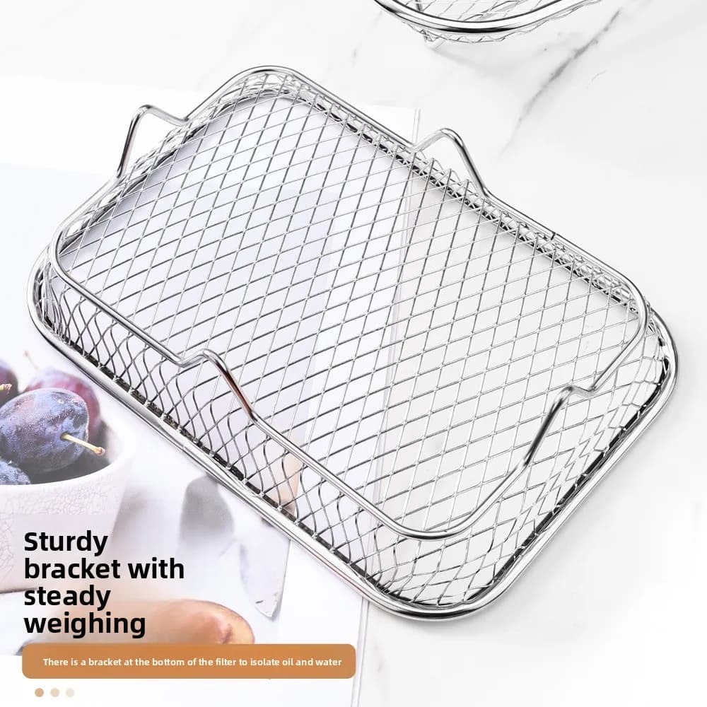 Durable Stackable Air Fryer Rack Non-Stick Stainless Steel Grilling Rack Airfryer Tray Kitchen Gadgets