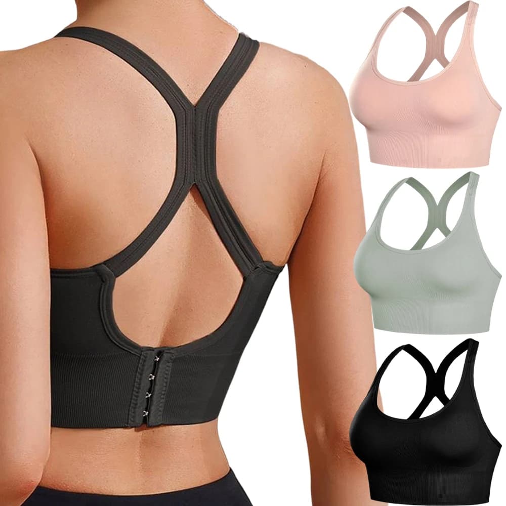 Plus Size High Impact Sports Bras Large Bust Push Up Bralette Racerback Workout Running Vest Fitness Crop Tops Active Tank Tops