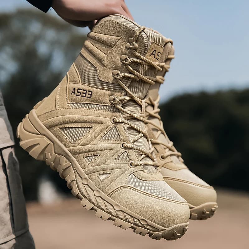 High Top Hiking Boots Men's Desert Combat Boots Non-slip Outdoor Trail Running Sneakers Breathable Field Training Ankle Boots