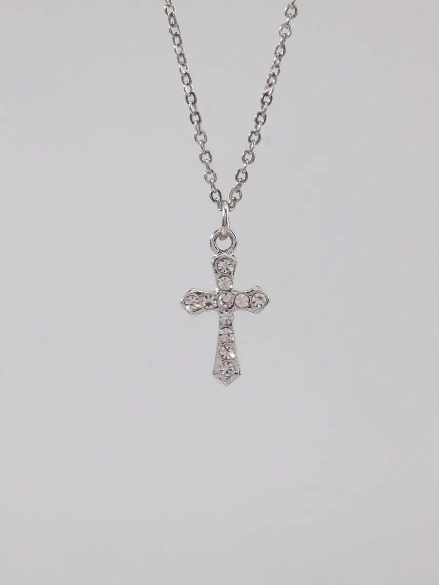 Collana con ciondolo a croce gotica da donna, gioielli con catena decorata con cristalli