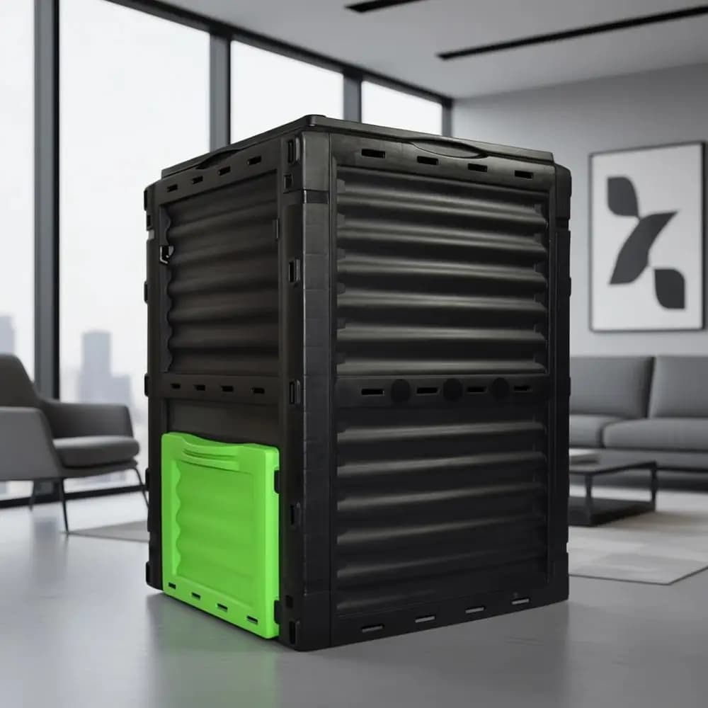 Composter Statico Grande da 80 Galloni - Composter Verde per Rifiuti da Esterno con Facile Accesso e Sistema di Aerazione Efficiente per O