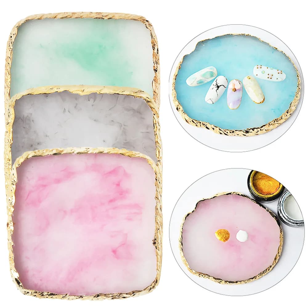 Resin Nail Art Palette Nail Polish Painting Mixed Stone Art Display Mixing Drawing Plate Pad Manicure Nail Art Display Tools