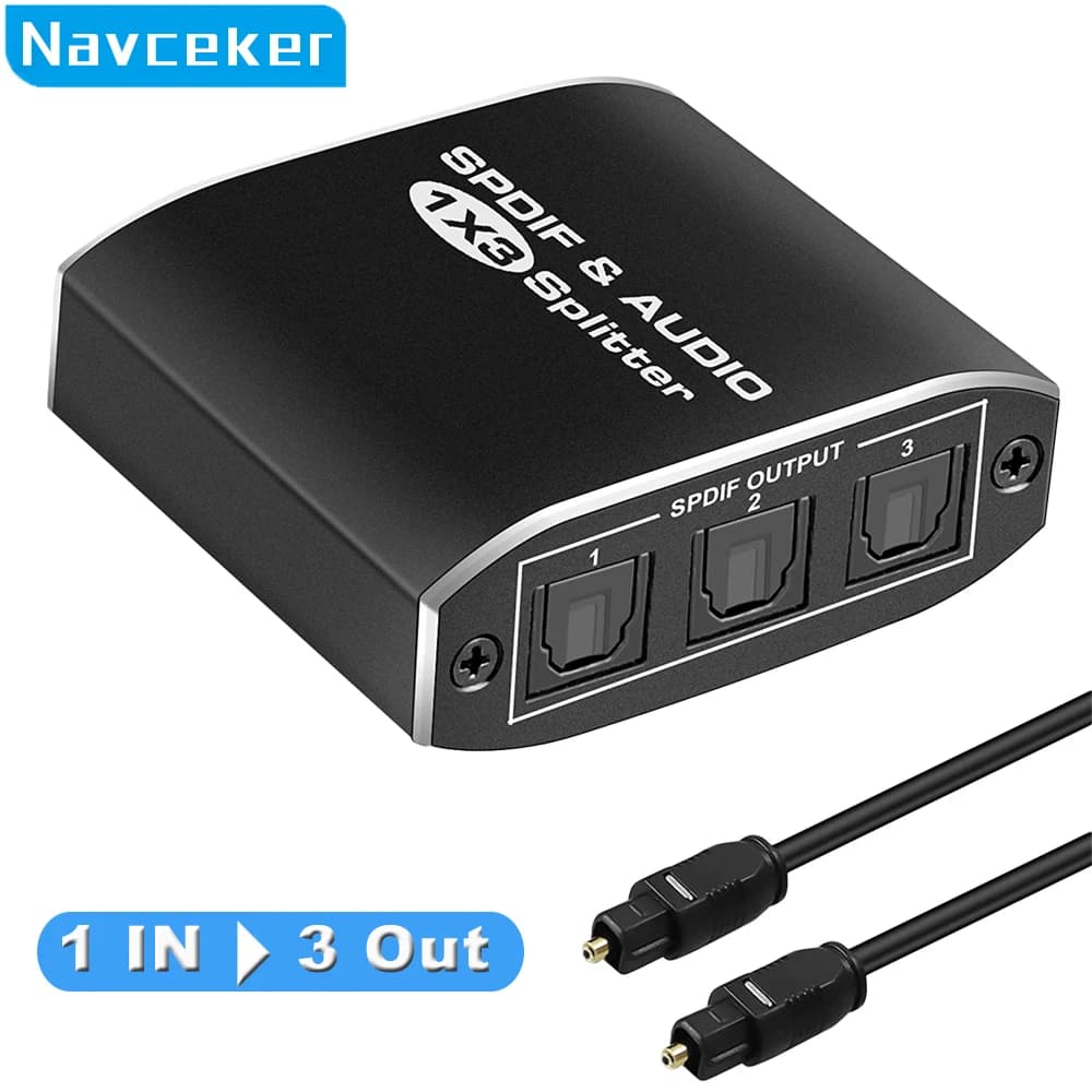 Splitter Audio ottico SPDIF digitale adattatore Splitter Toslink In lega di alluminio Splitter ottico 1x3 supporto 1 In 3 Out DTS AC3